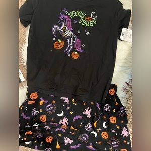 Halloween Short Sleeve Unicorn Trick‎ or Treat Tee & skirt